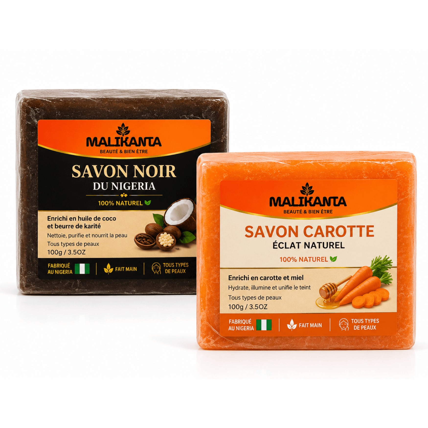 Savons en Barre — Noir & Carotte
